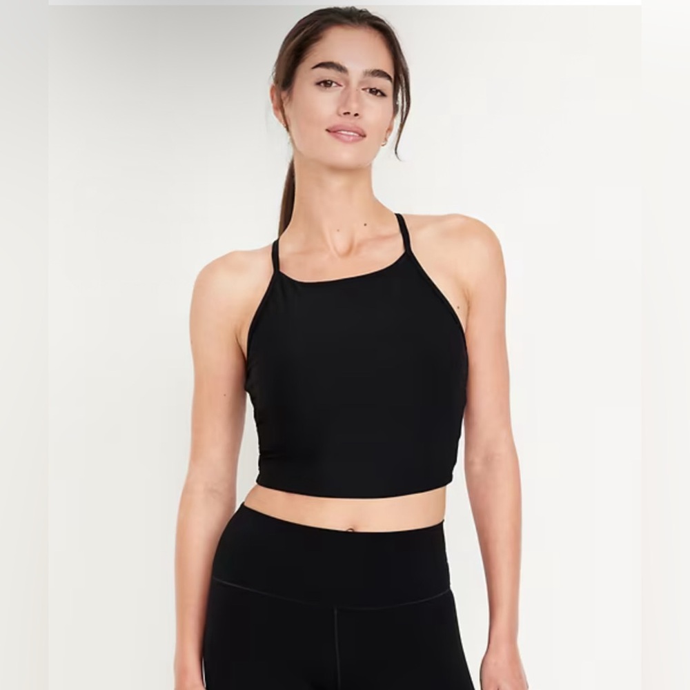 Old Navy Active Studio Smooth Light Support Longline Sports Bra Black